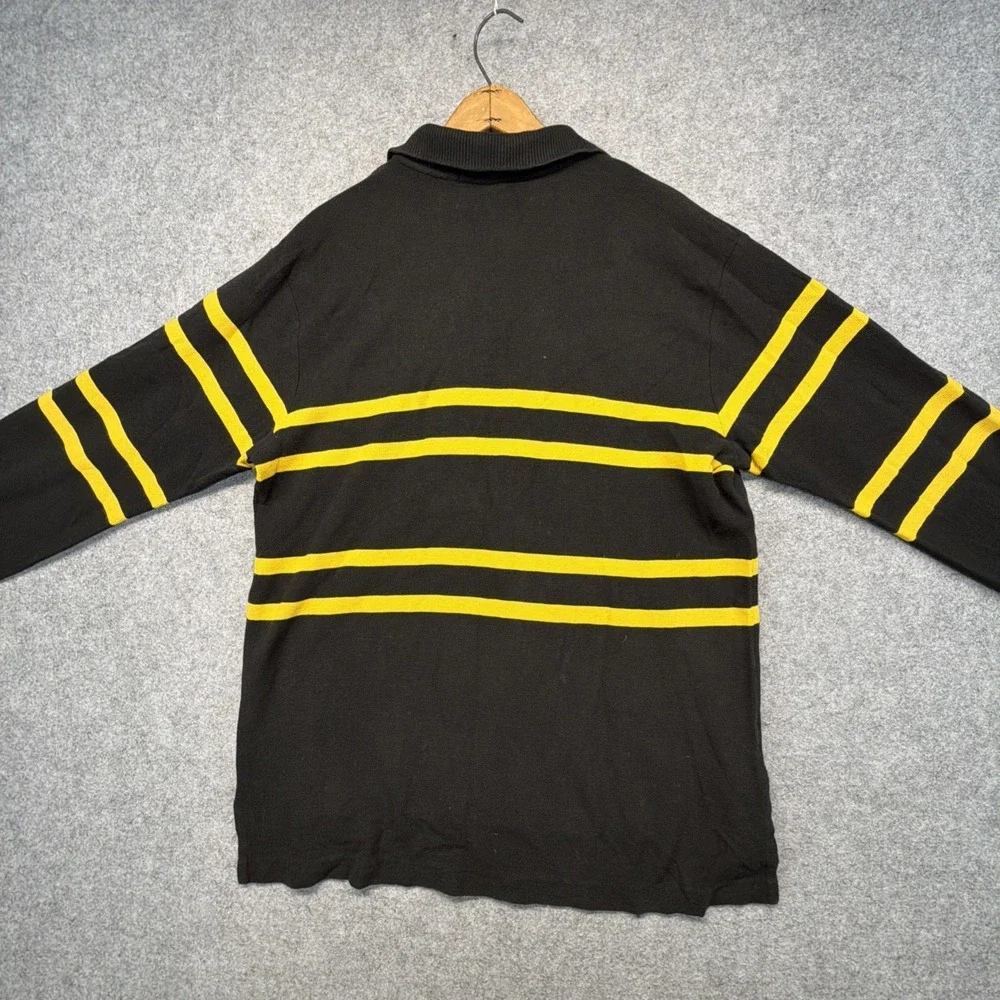 Polo Sport Ralph Lauren Knit Shirt Men Large Black Yellow Striped Long Sleeve
